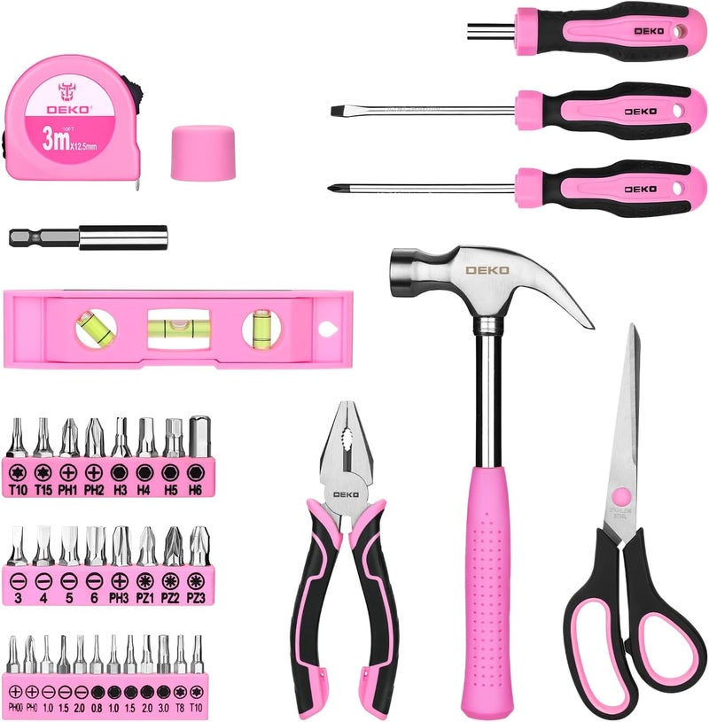 DEKOPRO Tool Set for Women: Pink Tool Set for Home Repair, Womens Tool Kit for All Purpose 42 Piece - Image 4